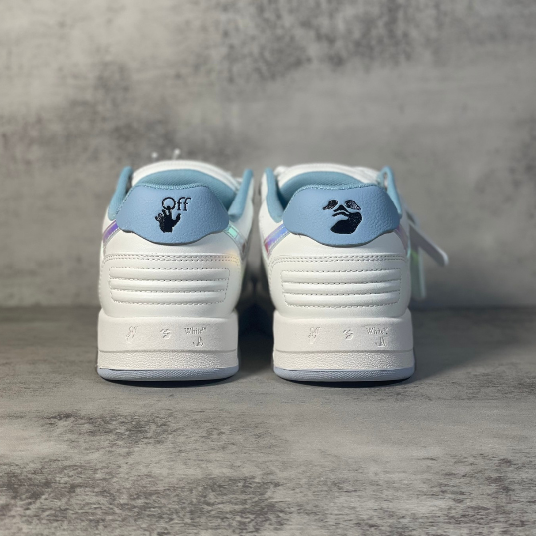 OFF-WHITE Out Of Office OOO Low Tops White Iridescent Blue