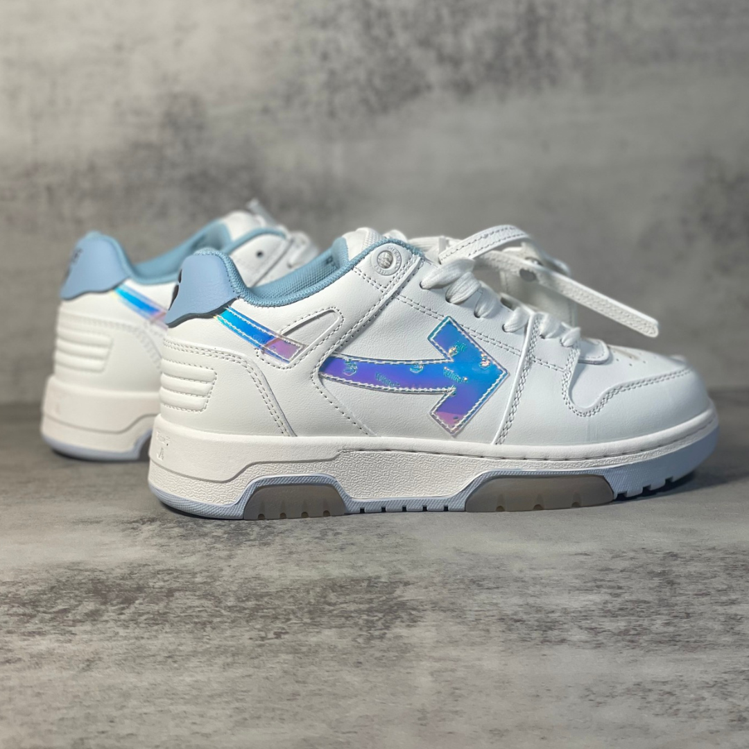 OFF-WHITE Out Of Office OOO Low Tops White Iridescent Blue
