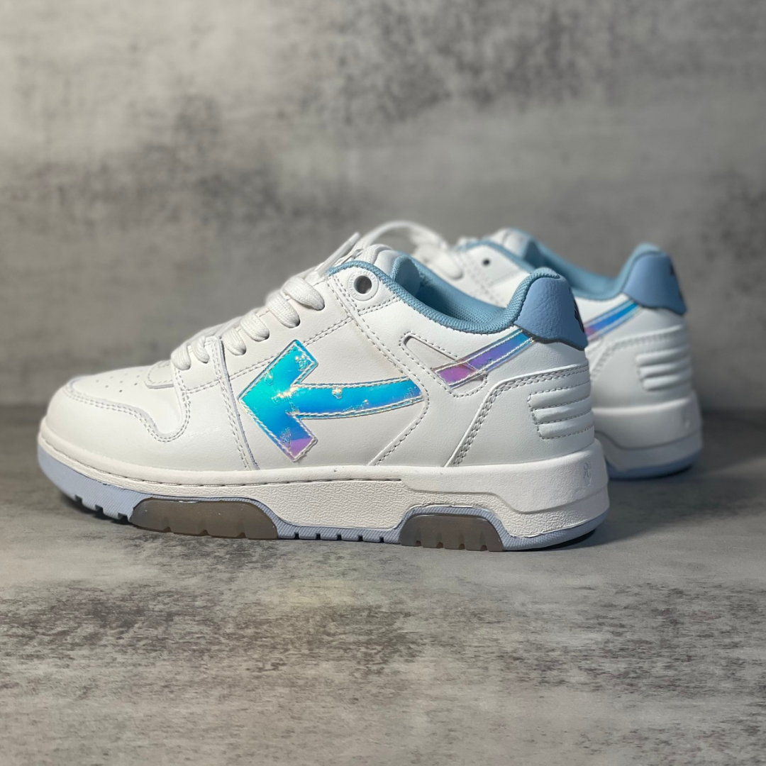 OFF-WHITE Out Of Office OOO Low Tops White Iridescent Blue