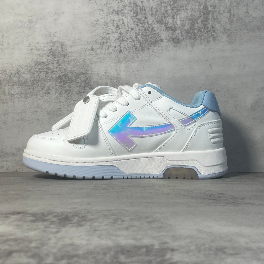 OFF-WHITE Out Of Office OOO Low Tops White Iridescent Blue